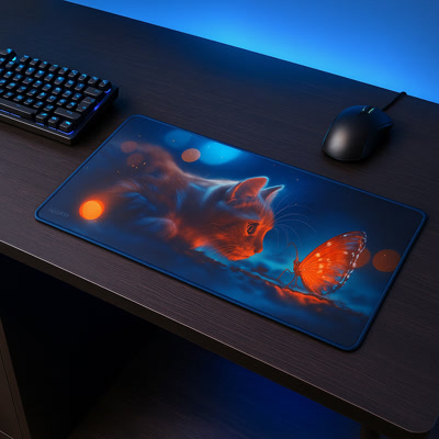 Picture of Alfombrilla gaming Gamezelle Curious Cat grande (extendida) (800×300 mm)
