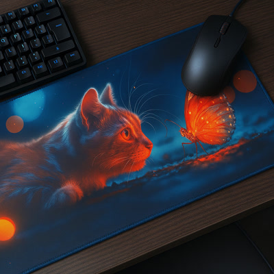 Picture of Alfombrilla gaming Gamezelle Curious Cat grande (extendida) (800×300 mm)