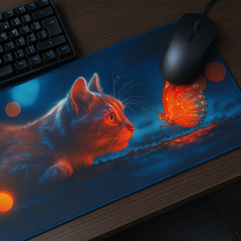 Image of Alfombrilla gaming Gamezelle Curious Cat grande (extendida) (800×300 mm)